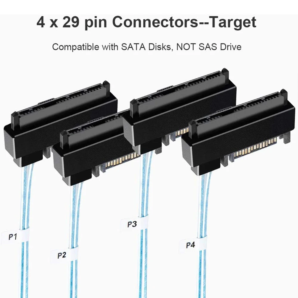 

SATA Hard Disk Drive Power Cable HDD Cable Mini SAS SFF-8087 36Pin to SFF-8482 SAS 29 Pin +15 Pin 4 Connectors 1m SATA HDD Cable