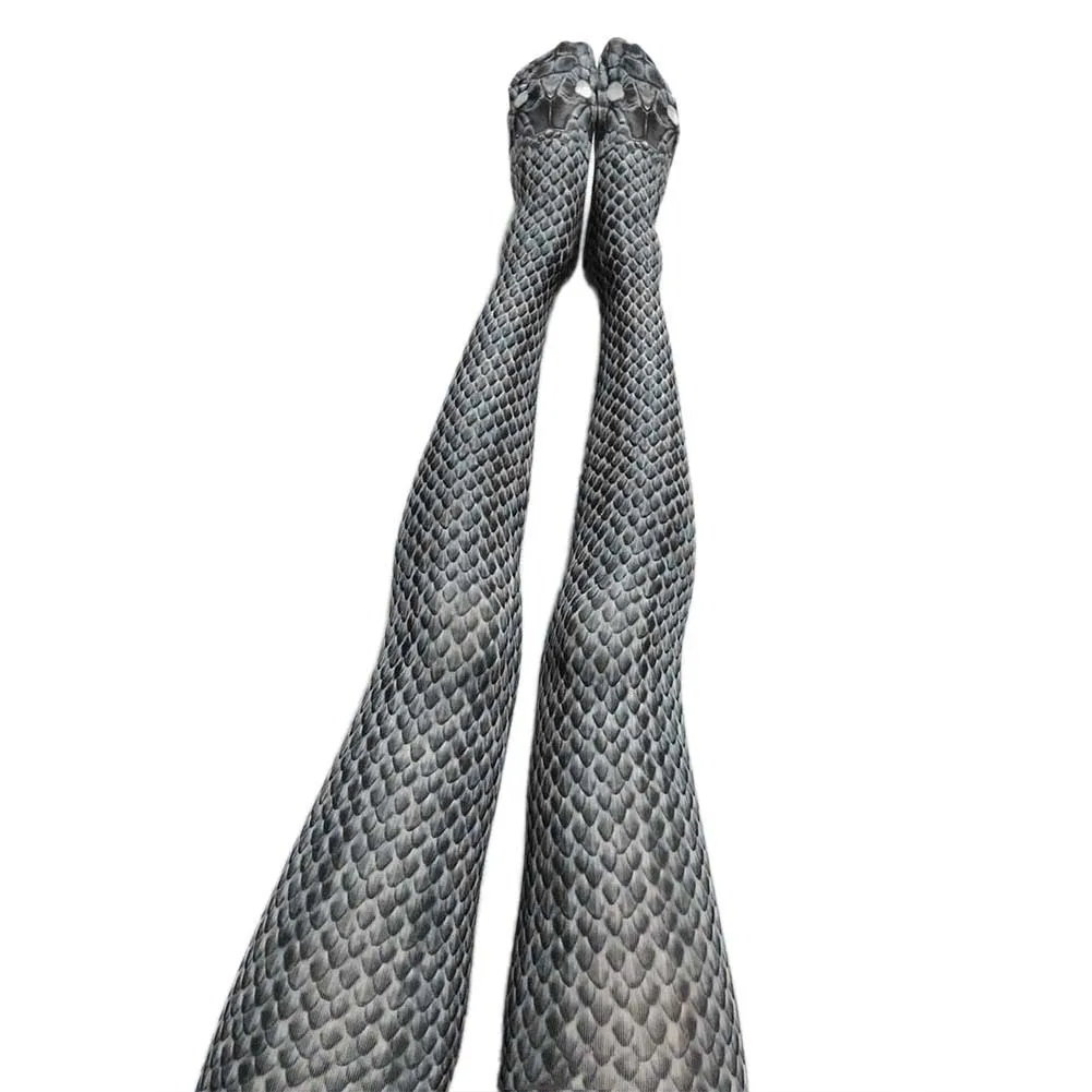 3D носки со змеиным рисунком чулки женские колготки эластичные длинные имитация