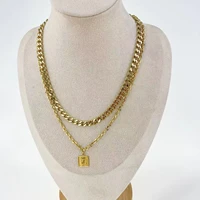 titanium steel hip hop overlay necklace female tide temperament niche design collarbone chain cold wind neck chain sweater chain