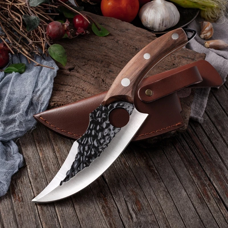 

6 inch Handmade Ring Professional Slaughter Knife Kill Pig Sheep Fish Tool Small Portable Curved Survival Multipurpose Cutter