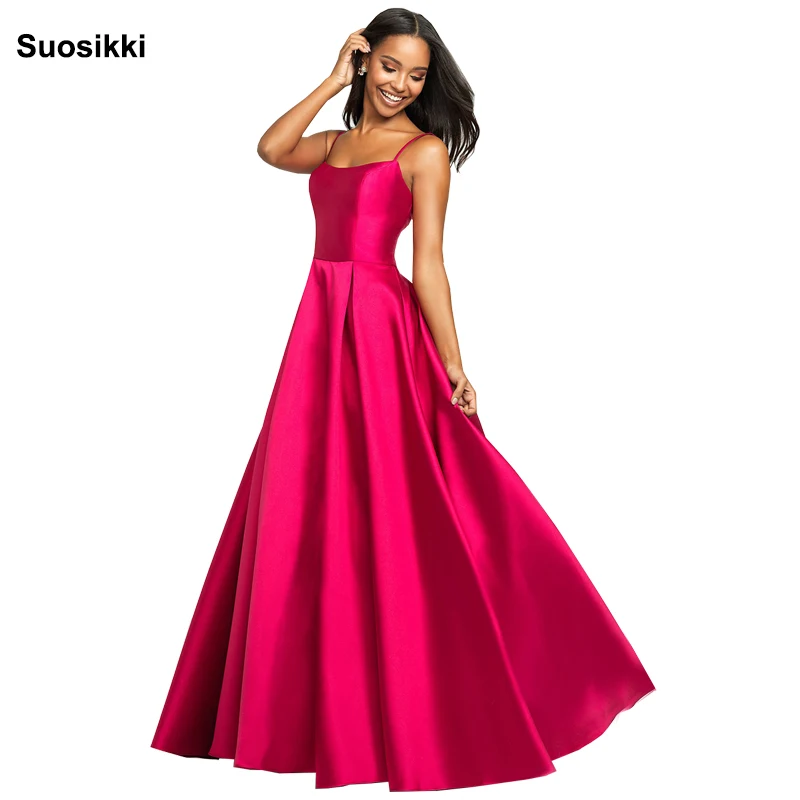 Сексуальные платья выпускного вечера 2019 длинное атласное спагетти вечернее