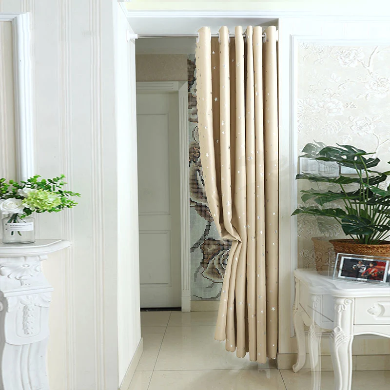 Star Pattern Thermal Door Curtains Blackout Cloth Curtain Grommet Top 5 Colors for Bathroom Kitchen Bedroom Door Balcony DW1233