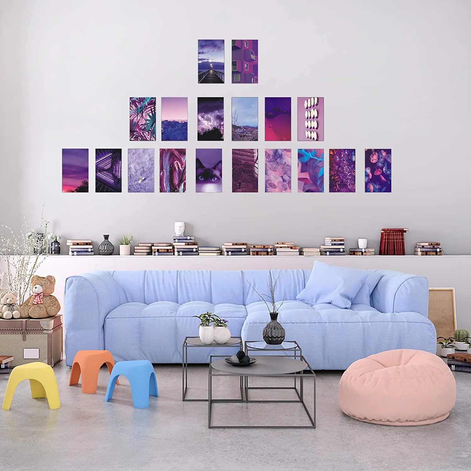 

Msaaex Wall Collage Set Aesthetic Picture Bedroom Decoration Teenage Girl Purple And Pink Poster With Double-sided Tape