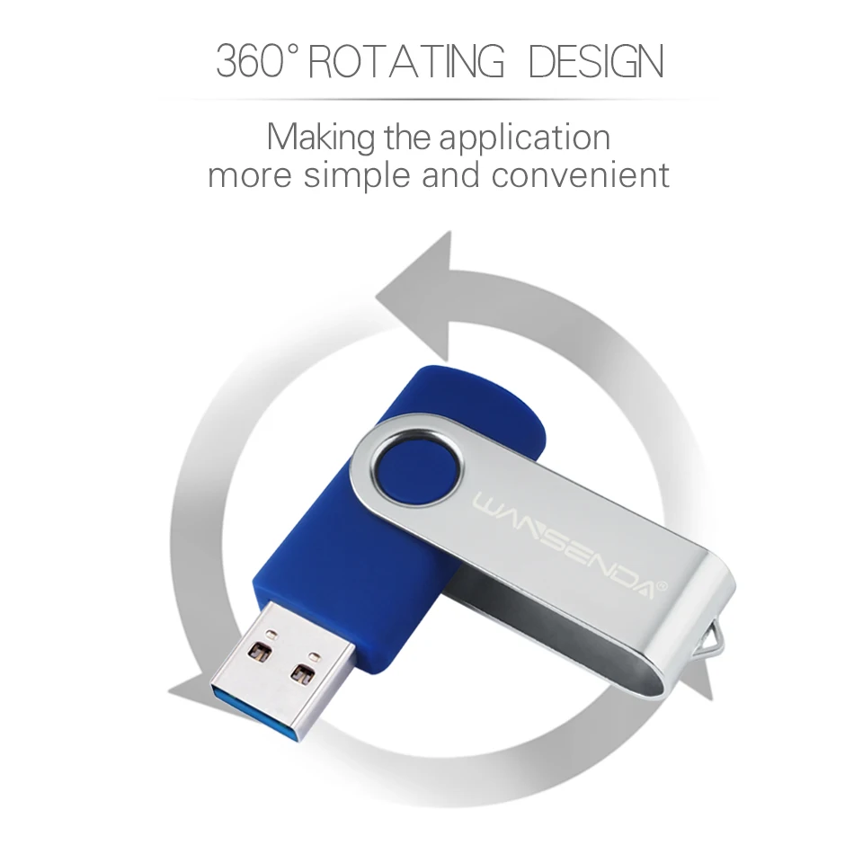 Высокоскоростной USB флеш накопитель WANSENDA 32 ГБ 64 3 0 Вращающаяся ручка 16 128