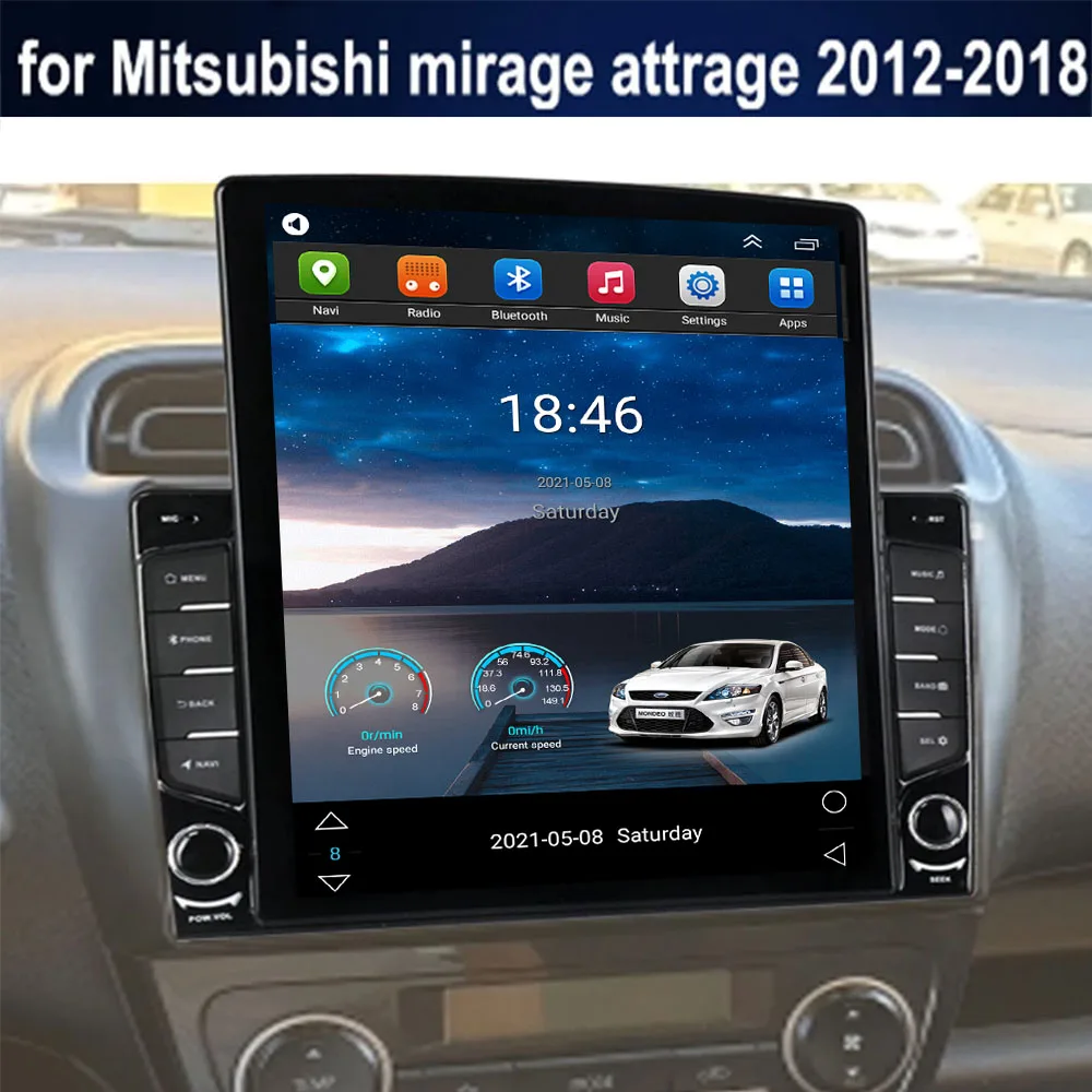 

9.7" Android 11 For Mitsubishi mirage attrage 2012-2018 Tesla Type Car Radio Multimedia Video Player Navigation GPS RDS no dvd
