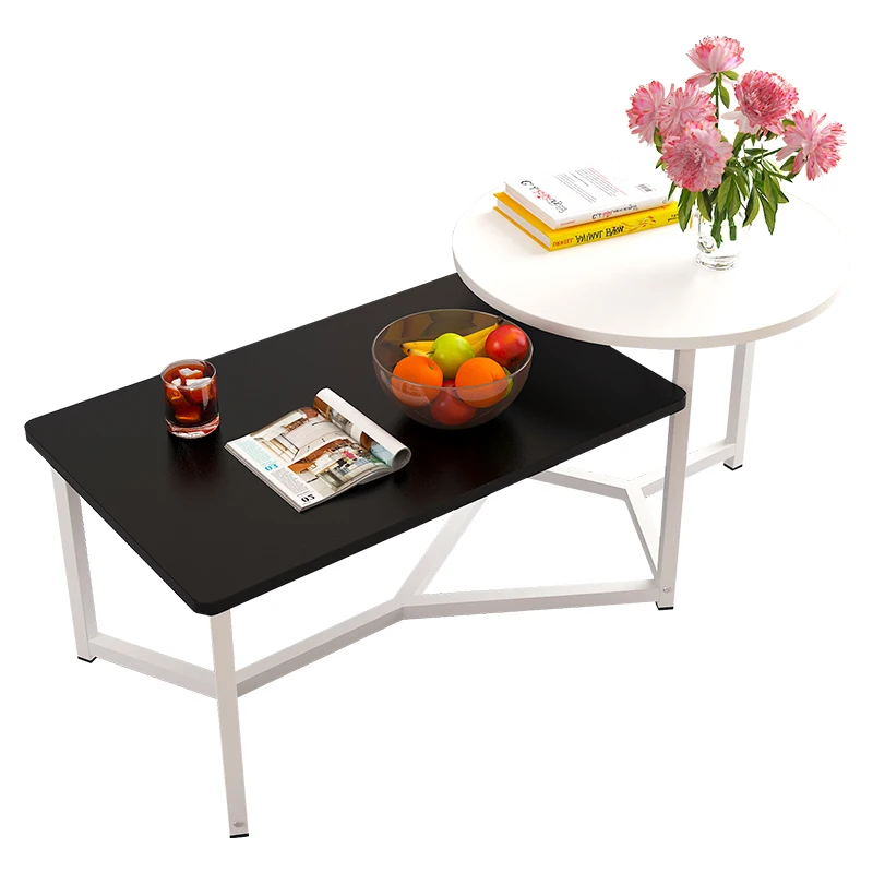 

New Creative Two Piece Coffee Table Combination Solid Wood Round Dinner Desk Modern Living Room Multi-functional Home Furniture