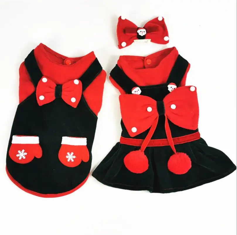 Christmas Dog Dress Winter Pet Clothes Xmas Costume yorkie Chihuahua Cat Clothing Dresses | Дом и сад