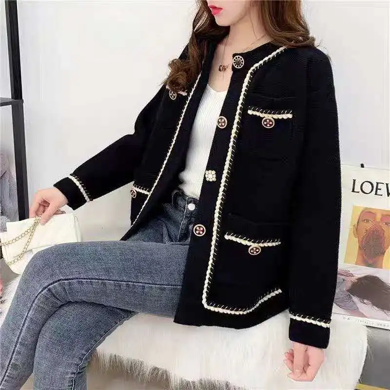 

Autumn O-neck Women Faux Mink Fur Knitted Cardigans Knitwear Coat Female O-neck Outwear With Pocket Warm Casual Sweaters