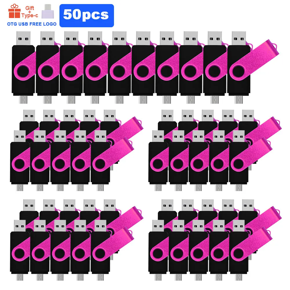 50 шт./лот Бесплатная логотип OTG Usb2.0 & Type C в коробке sub Флеш накопитель 16 Гб