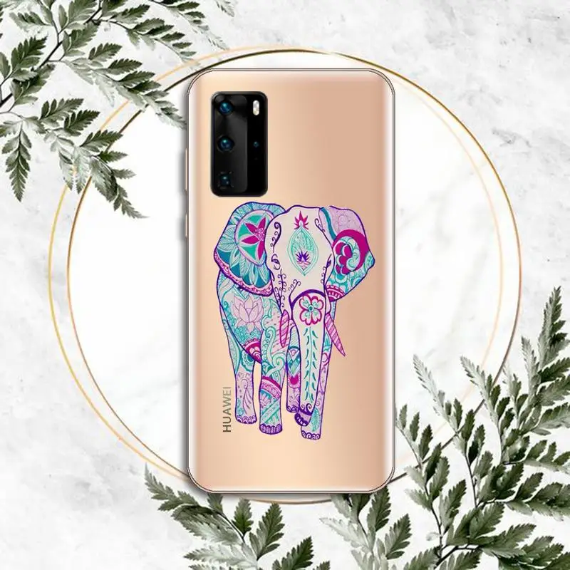

Mandala flower Elephant Phone Case Transparent for Samsung A71 S9 10 20 HUAWEI p30 40 honor 10i 8x xiaomi note 8 Pro 10t 11