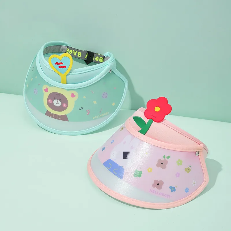 

Summer Kids Boys Girls Sunhats Child Big Brim Visor Hat Cap Cute Cartoon Outdoor PVC Waterproof Sunprotection Hat Change Color