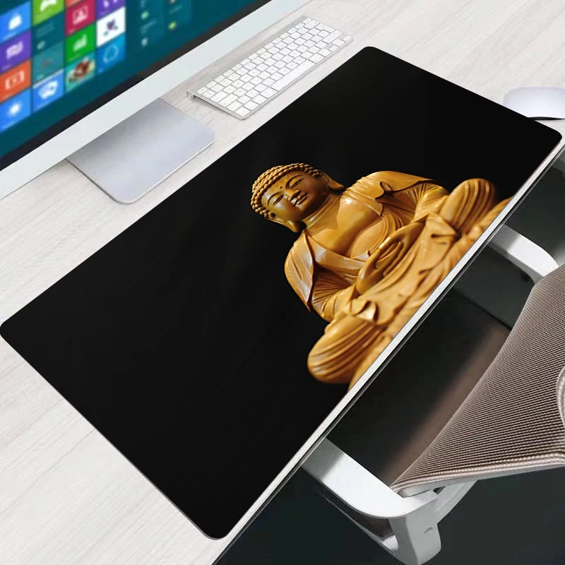 

Large Mouse Pad Desk Mat Gaming 30x90 Mouse Pad Non-slip Natural Rubber Computer Game Accessories MousePad Design Buddha statue
