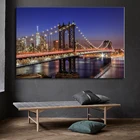 Современные плакаты с изображением пейзажа Нью-Йорка, Манхэттена, моста, ночного вида, картины на холсте, настенные картины для гостиной, Настенная картина