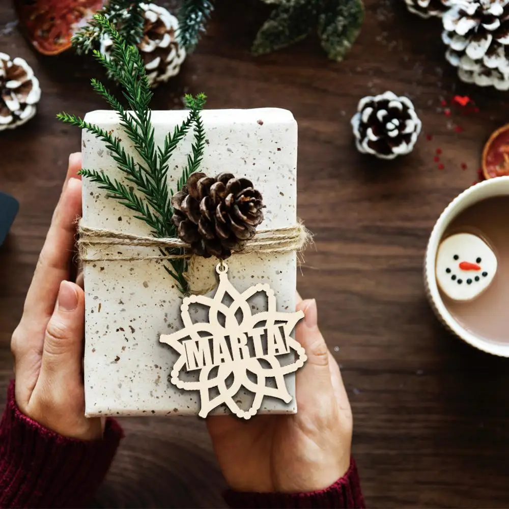 10 шт Индивидуальные деревянные снежинки Рождественские украшения Висячие елки