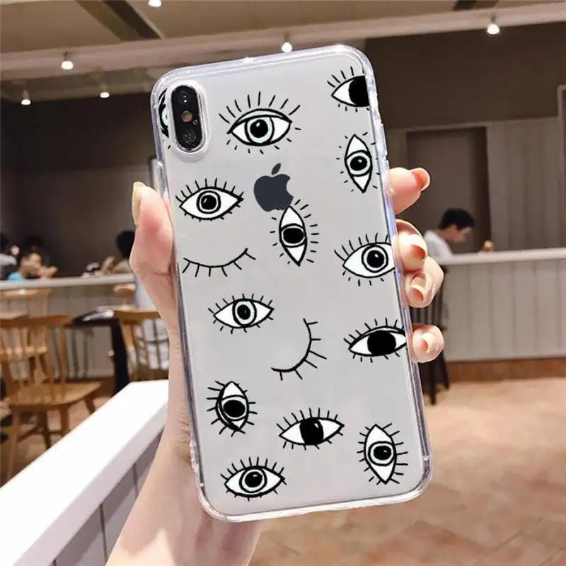 

Evil eye blue pattern Luxury Phone Case Transparent for iPhone 6 7 8 11 12 s mini pro X XS XR MAX Plus high quality Anti-fall