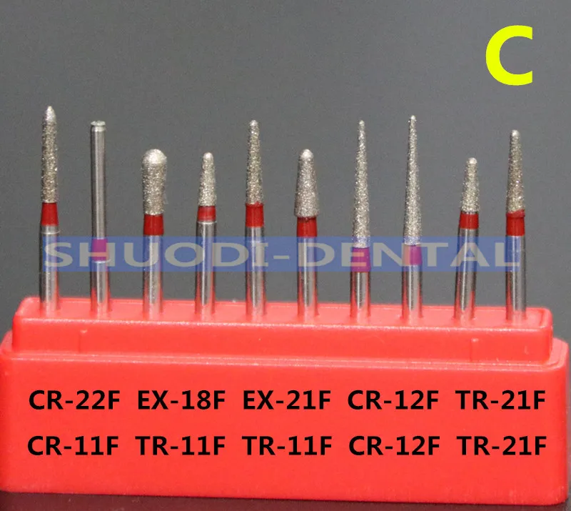 1 set C 10 шт стоматологический скоростной дрель Bur дезинфекции Diamond полировки дробилки средство для полировки для зубов Фарфор Керамика - Цвет: 1 set C