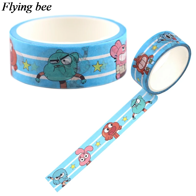 

20pcs/lot Flyingbee 15mmX5m Creative Theme Washi Tape Paper DIY Decorative Cartoon Adhesive Tape X0694