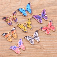 10pcs 1522mm 8 color alloy metal drop oil colorful butterfly charms kc animal pendant for diy bracelet necklace jewelry making