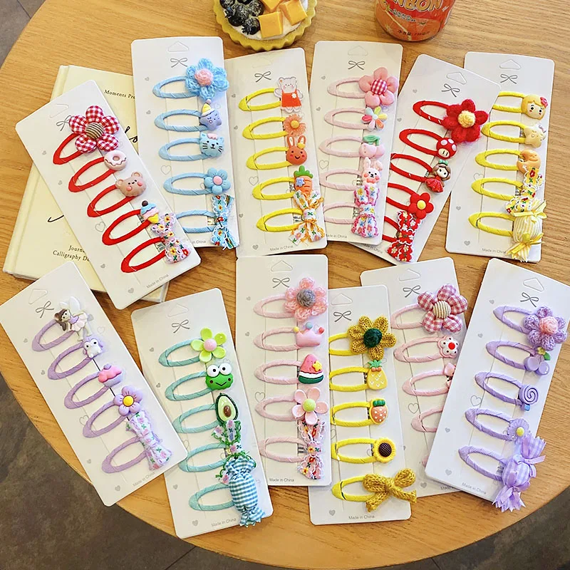 5 шт./компл. Милая красочная заколка для волос с бантом в виде цветка из