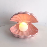 delicate dream pearl ceramic shell decoration night light mermaid desktop lamp jewelry storage for girls birthday gift