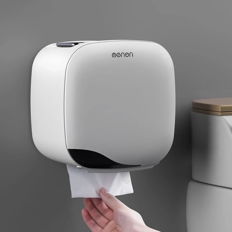 

Mengni Wall Mounted Toilet Paper Holder Waterproof Free Punch Roll Paper Tube For Bathroom Paper Storage Tray Tissue Box Shelf