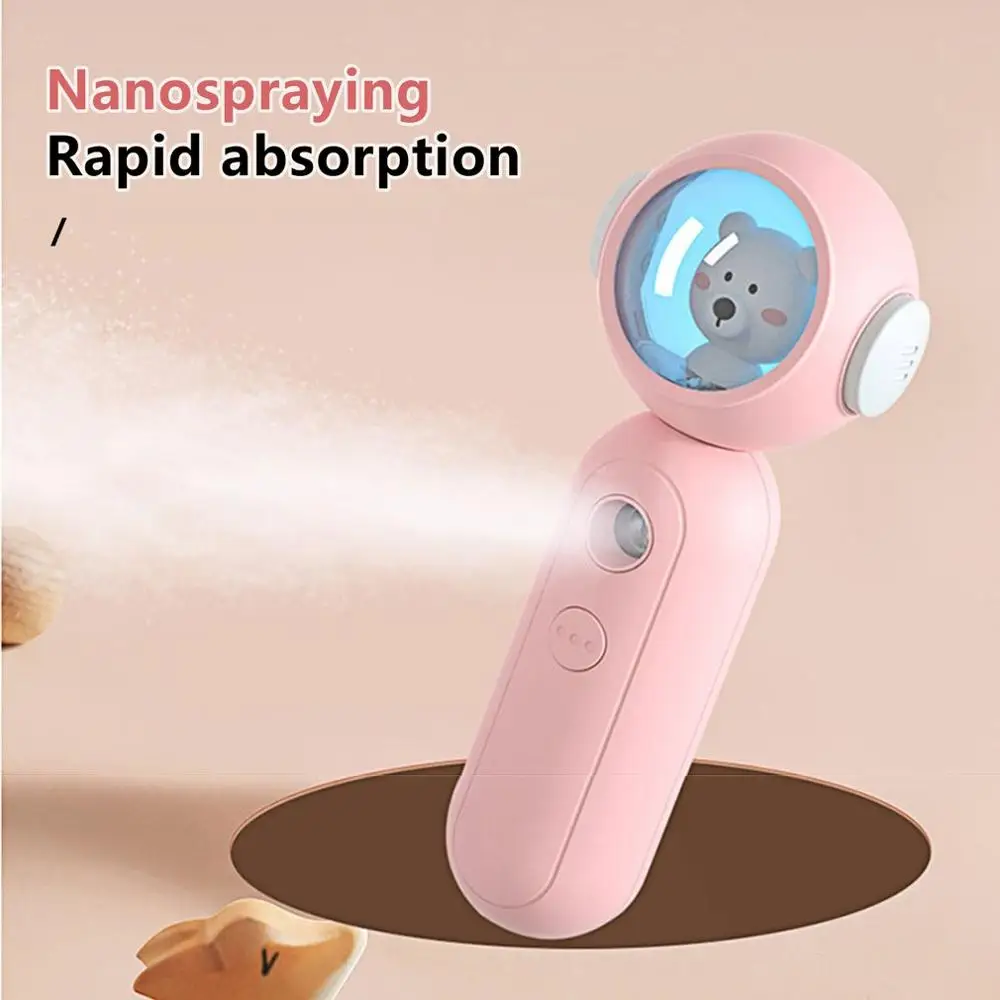 

New Cute Cartoon Space Bear Water Meter Nano Spray Handheld Humidifier Portable USB Cold Spray Face Moisturizing