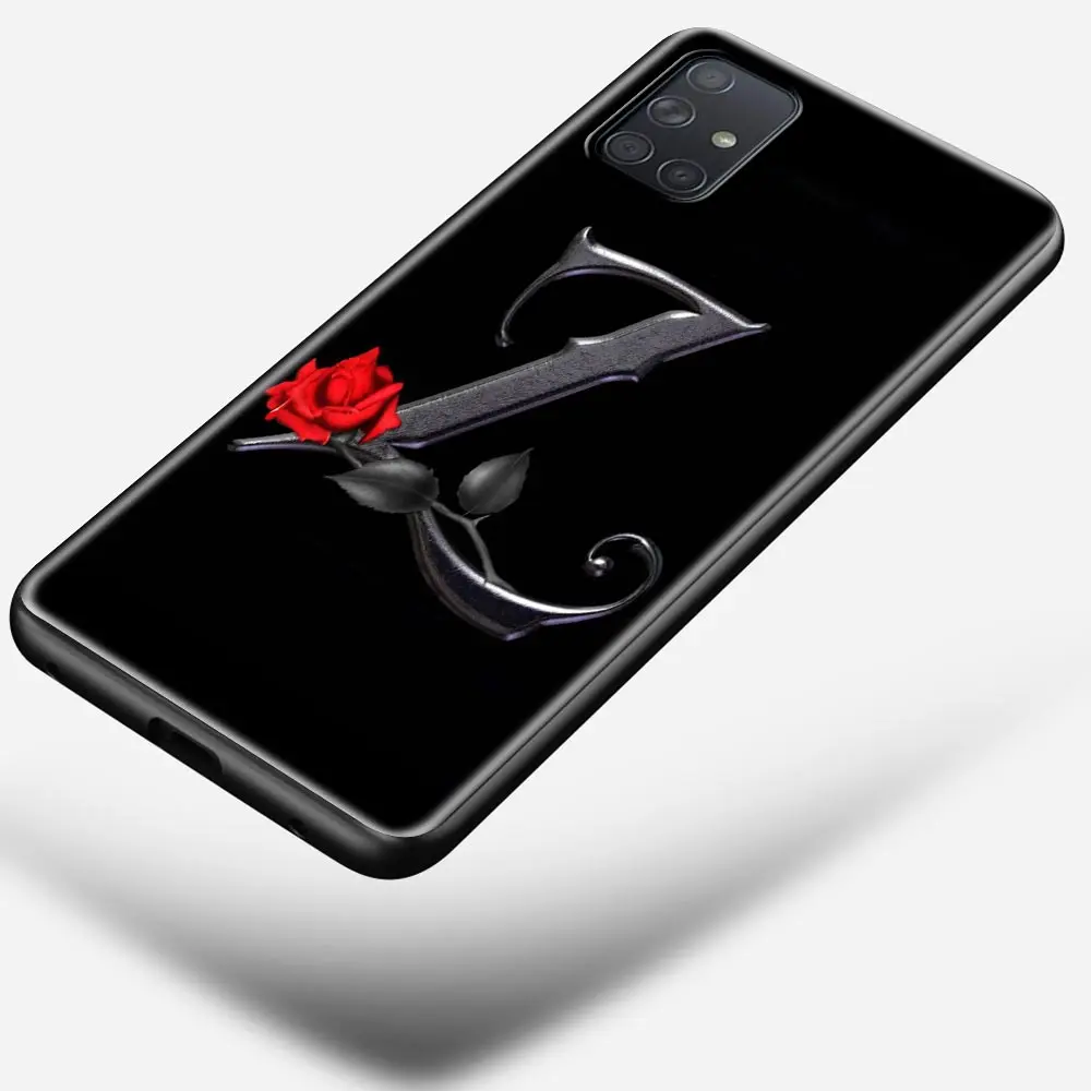 

Flower Clear Initial Letter Luxury Soft Coque For Samsung Galaxy A21 EU A21S A12 A02S A51 A71 Shockproof Cover A11 A31 A41 Case