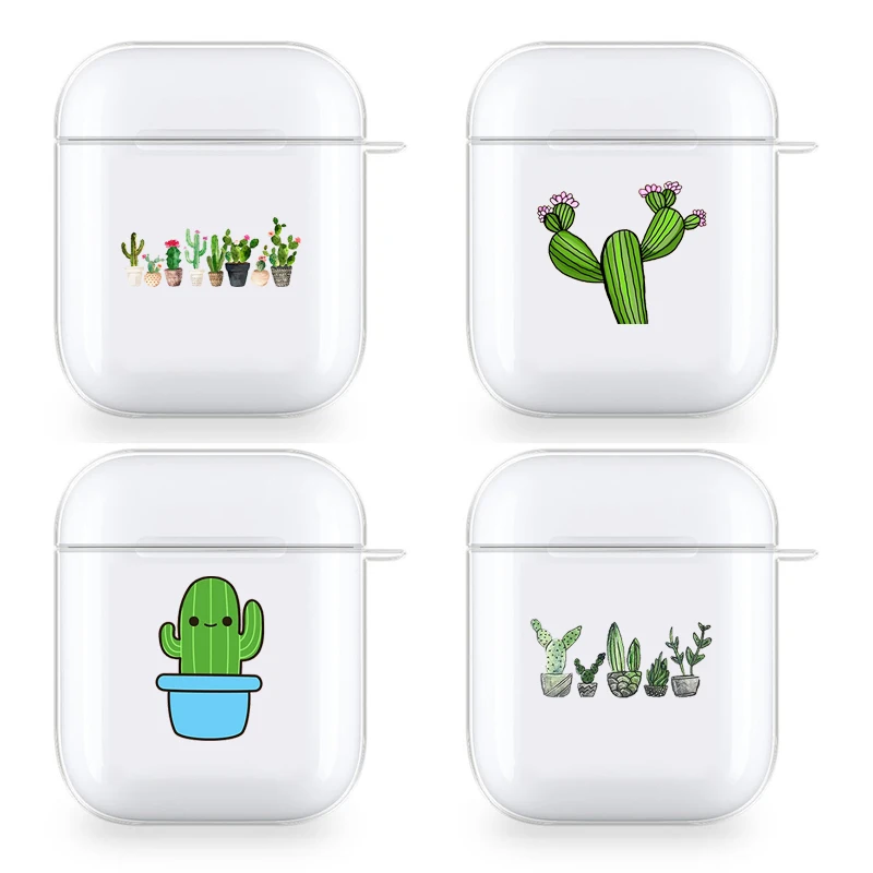 

Cute cactus Cacti Succulents Cases For Apple AirPods 1 2 Case Clear Wireless Bluetooth Earphone Case Protective Shell