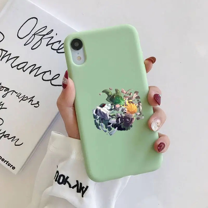 

My Hero Academy Phone Case Original For iphone 11 Pro Max X XS Max XR Solid Candy Color Shell For iPhone 7 8 6 6S Plus