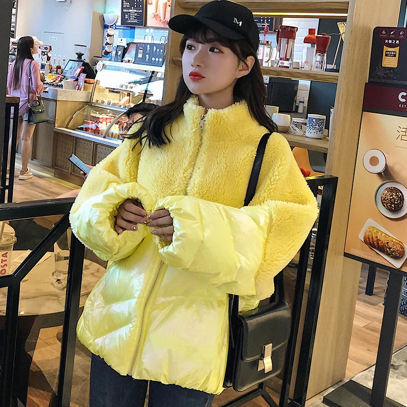 Fitaylor новая зимняя Для женщин светлая сторона лоскутное овечьей Меховая куртка