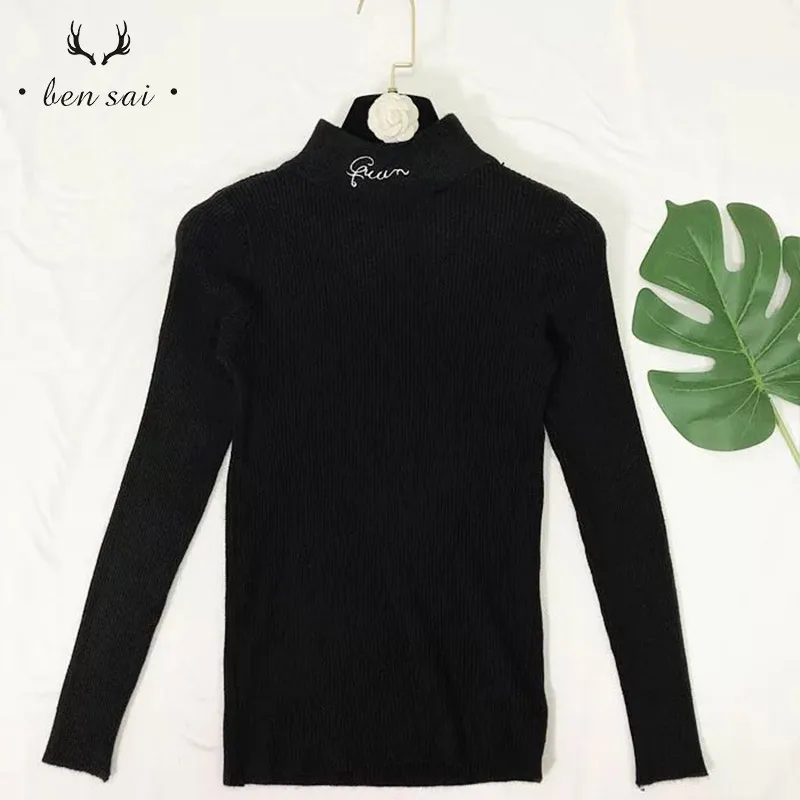 Свитер женский однотонный водолазки пуловеры тонкий с длинными рукавами