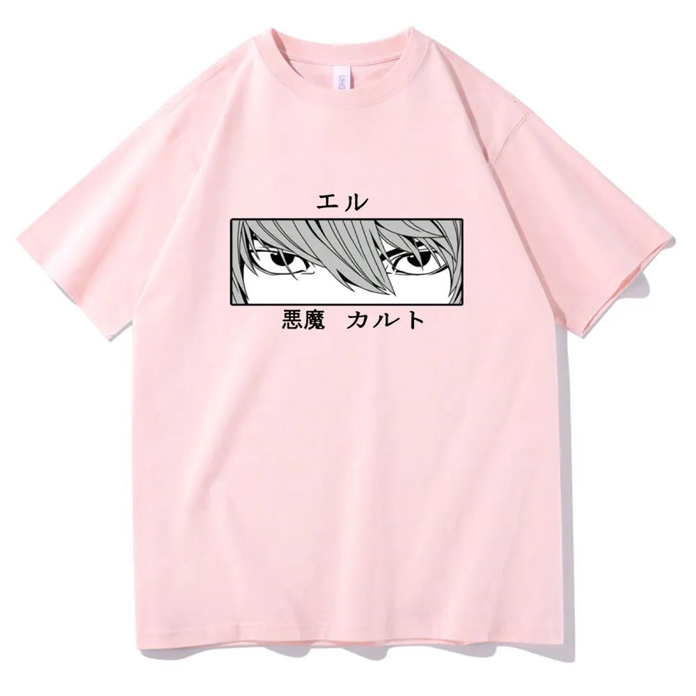 

Fashion Manga Death Note Unisex Tshirt Japanese Anime L Lawliet Devil Eye Printed Men's T-shirt Short Sleeve Casual Loose Tee