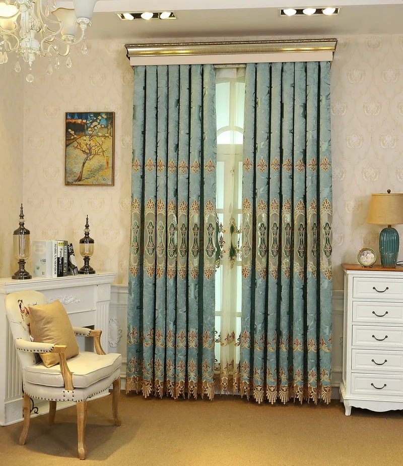 Роскошная бархатная занавеска с вышивкой черная Штора для спальни светильник