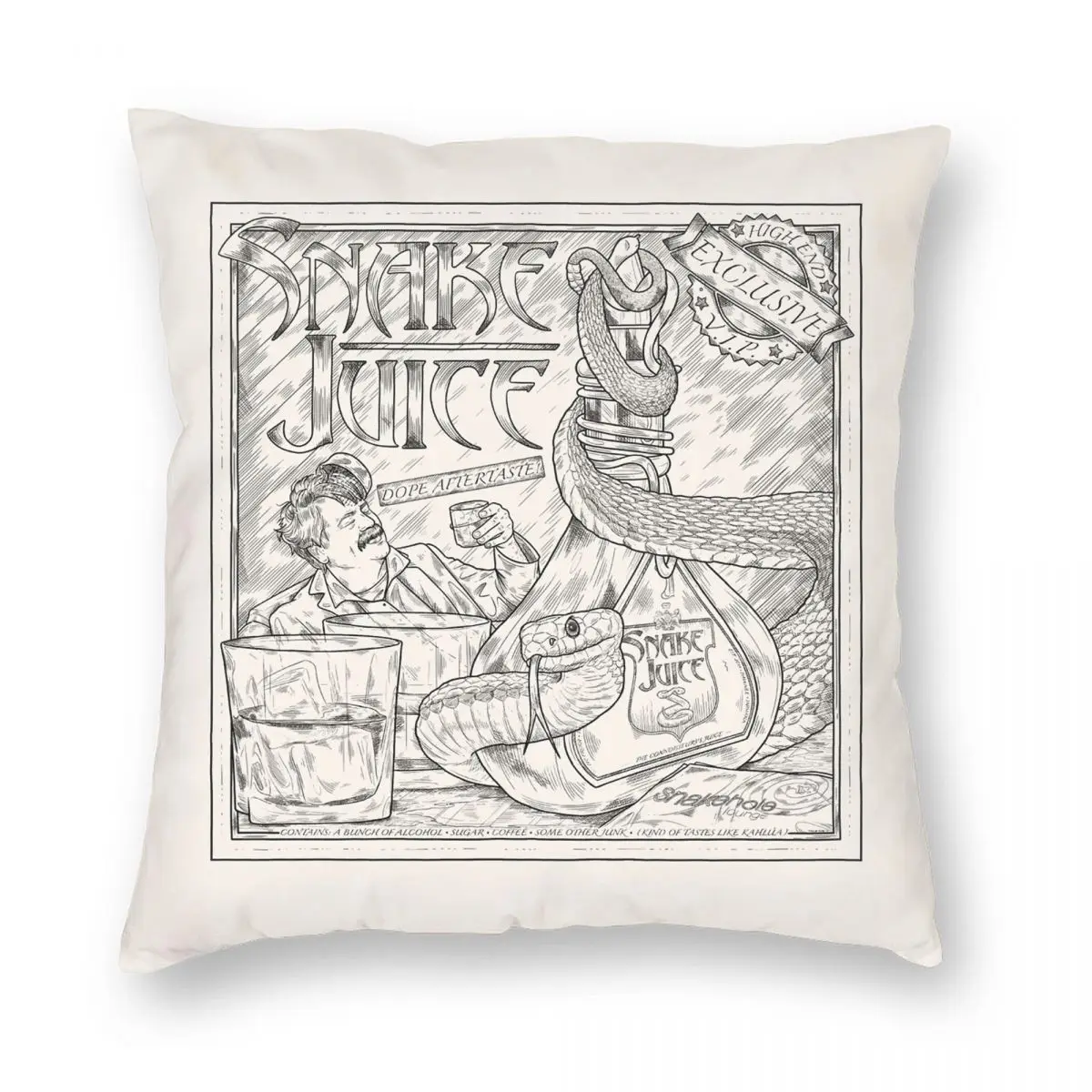 

Квадратная наволочка «Змеиный сок» из полиэстера и льна