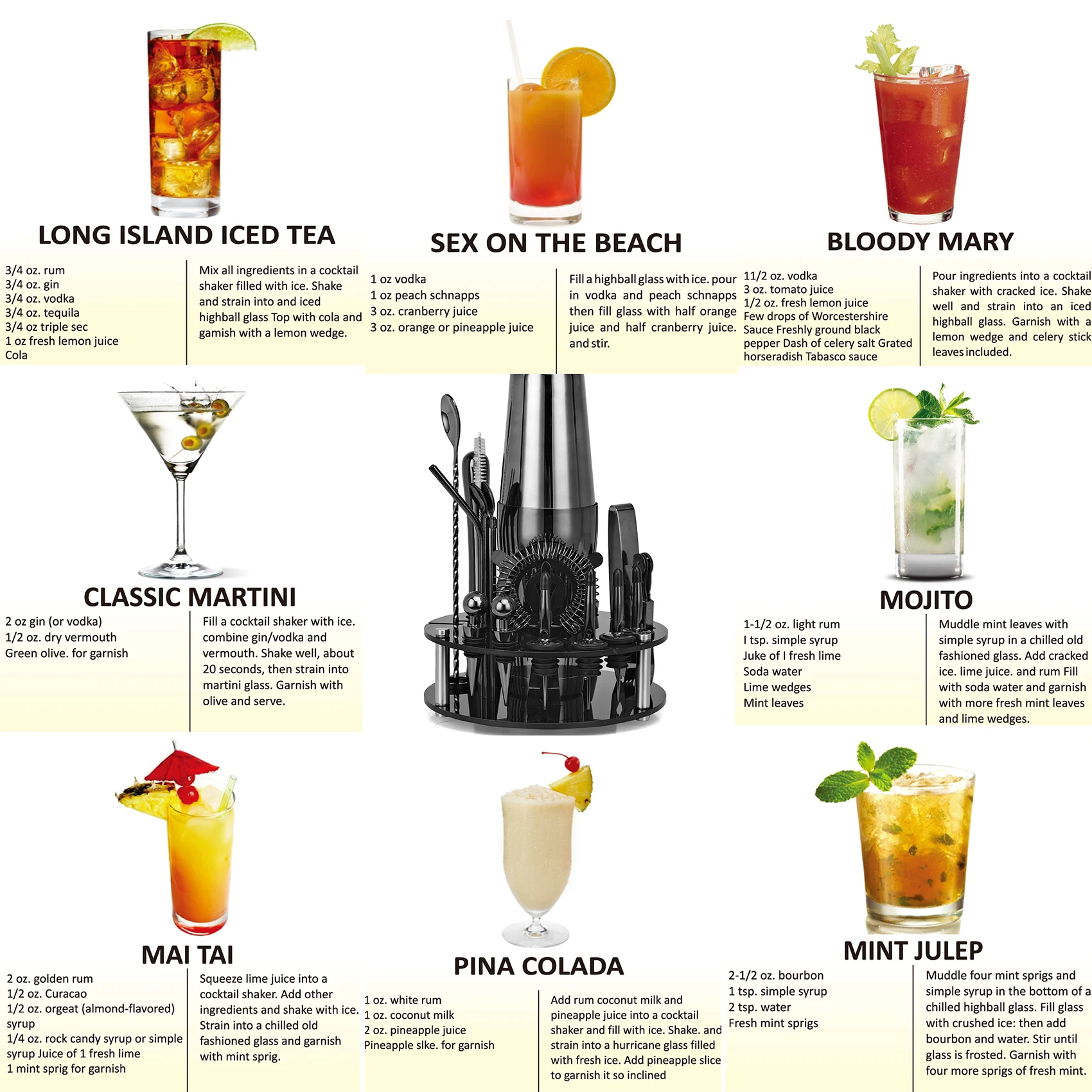 Kit de barman, juego de coctelera de oro rosa de 20 piezas con soporte acr&iacute;lico giratorio, para bebidas mezcladas, Martini, hogar, Bar-4