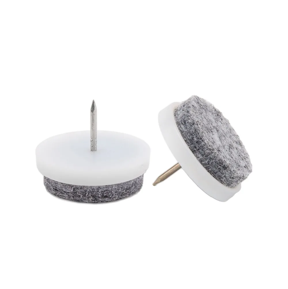 

50PCS White Felt furniture Sofa Chair Legs 15mm Dia Nonslip Screw Floor Silver Anti-skid Pads Nail Protectors