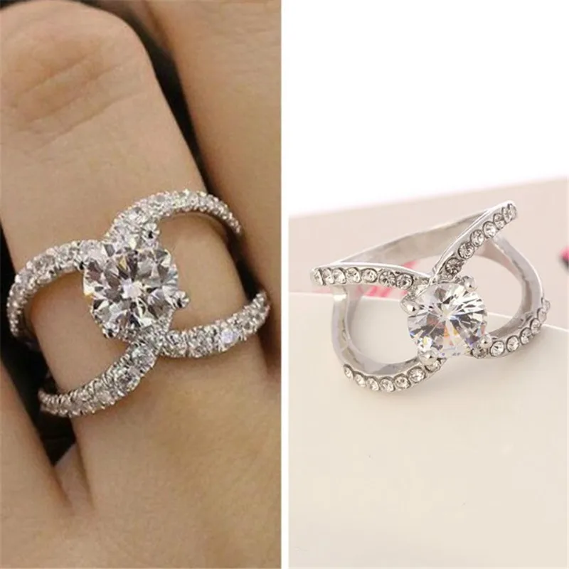 Новое Розовое золото кольца для женщин полное Кристальное обручальное кольцо из