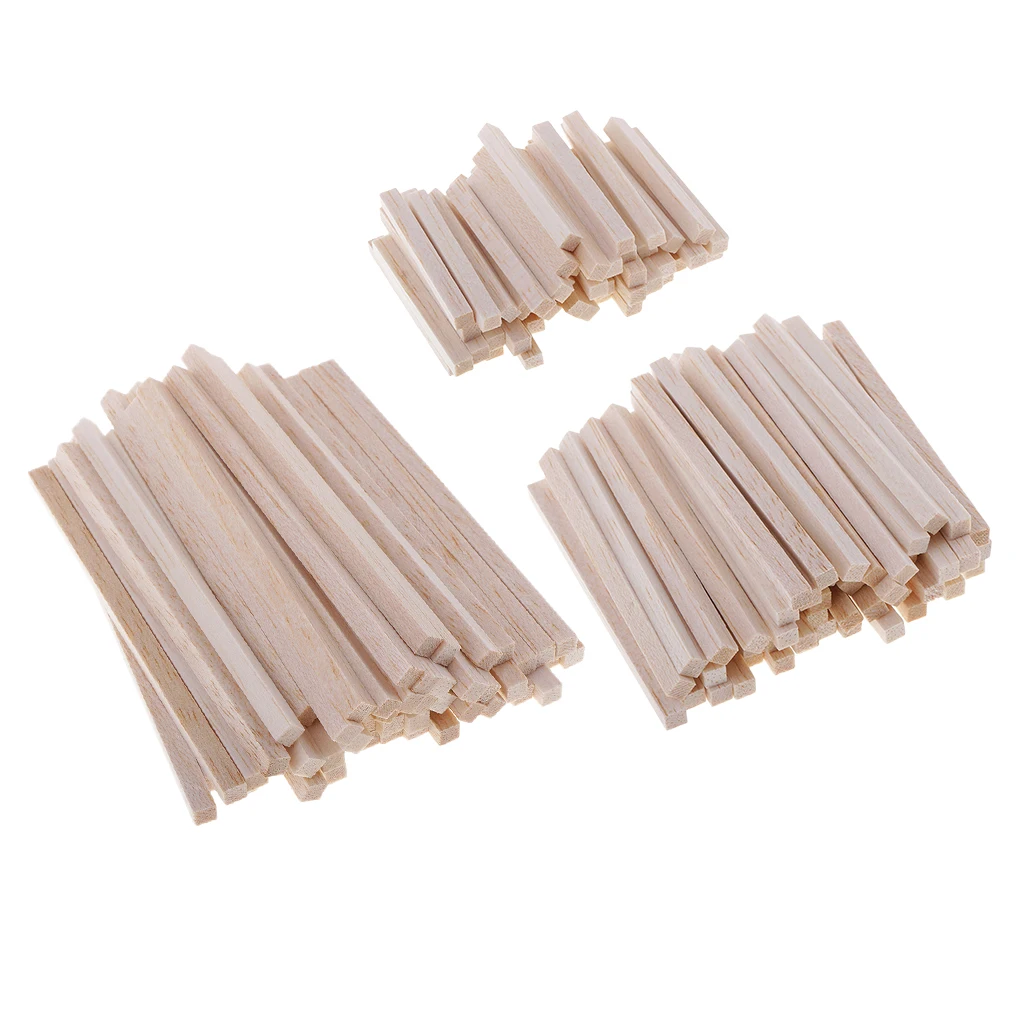 

50x Natural Unpainted Blank Balsa Wood Stick Rods for DIY Model Making Woodcraft Hobbies Handmade Toys Accessories 5/8/11cm