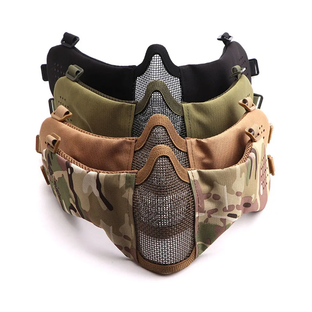 Страйкбольная маска для лица тактическая Стальная Сетчатая дышащая защиты ушей