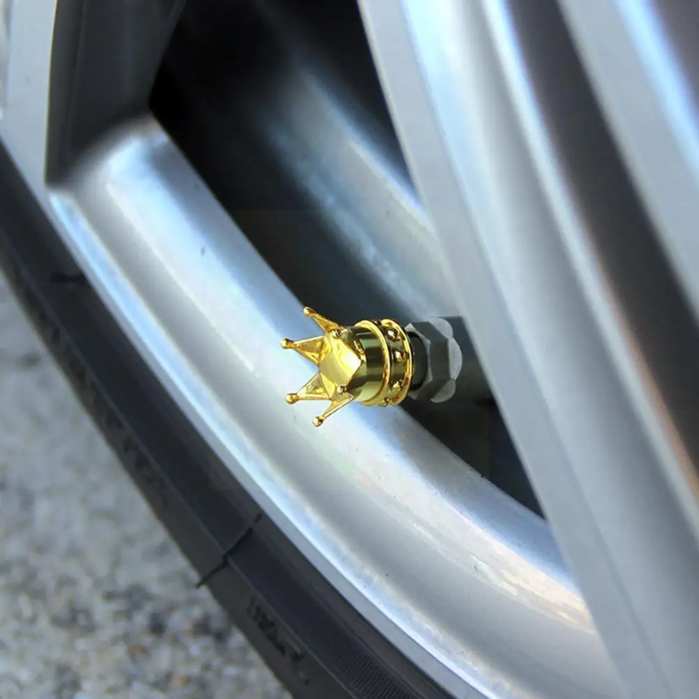 

4pcs Universal Crown Style Car Tire Valve Caps Auto Stem Air Accessories Wheel Motorcycle Car Dust Valve Covers V9E5