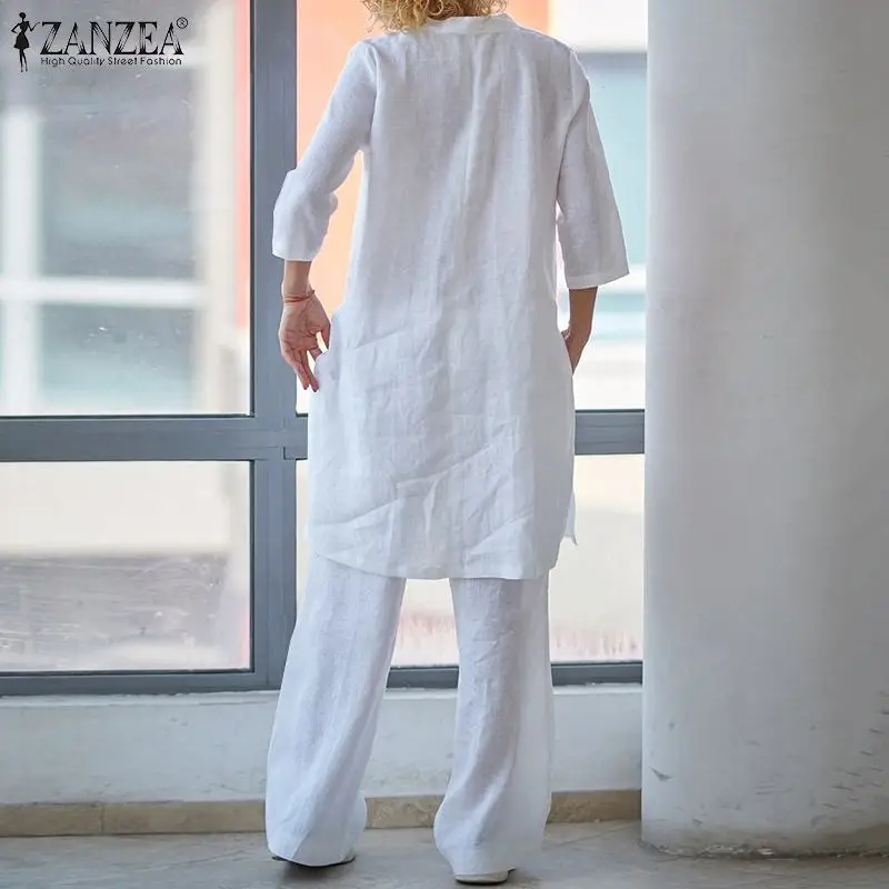 Женский брючный костюм из 2 предметов однотонная блузка с рукавом 3/4 повседневные