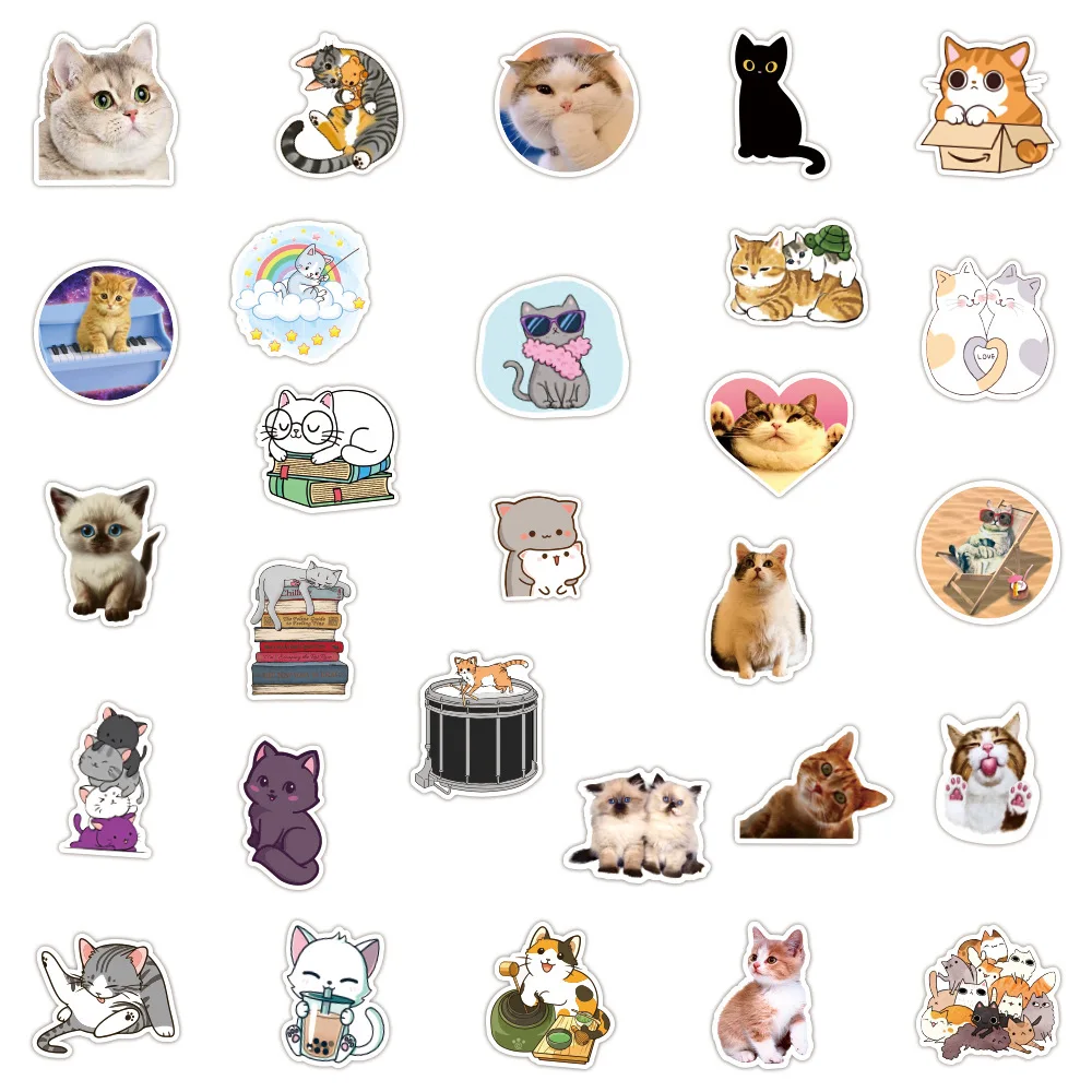 1050100pcs kawaii cat stickers decal for girl cute cartoons animal sticker to suitcase stationery fridge water bottle guitar free global shipping