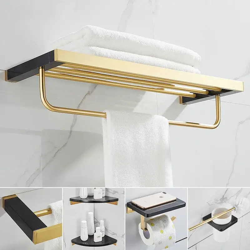 Набор аксессуаров для ванной комнаты Золотая полка из матового материала