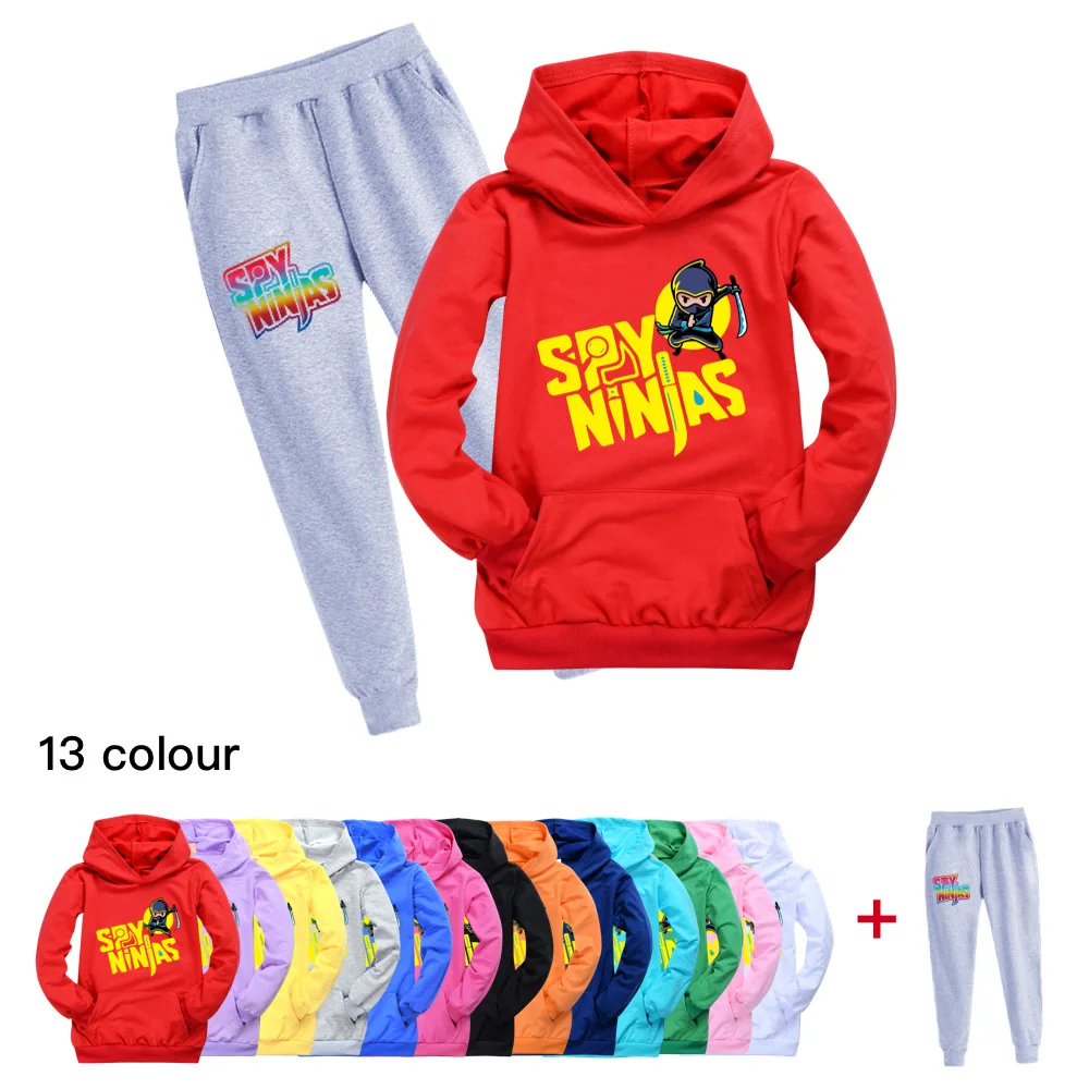 New Children's Hoodie Boy Cartoon SPY NINJAS Sweatshirt + Pants Set Youth Kids Autumn Clothes Girl Clothing Set 3-16Years Old