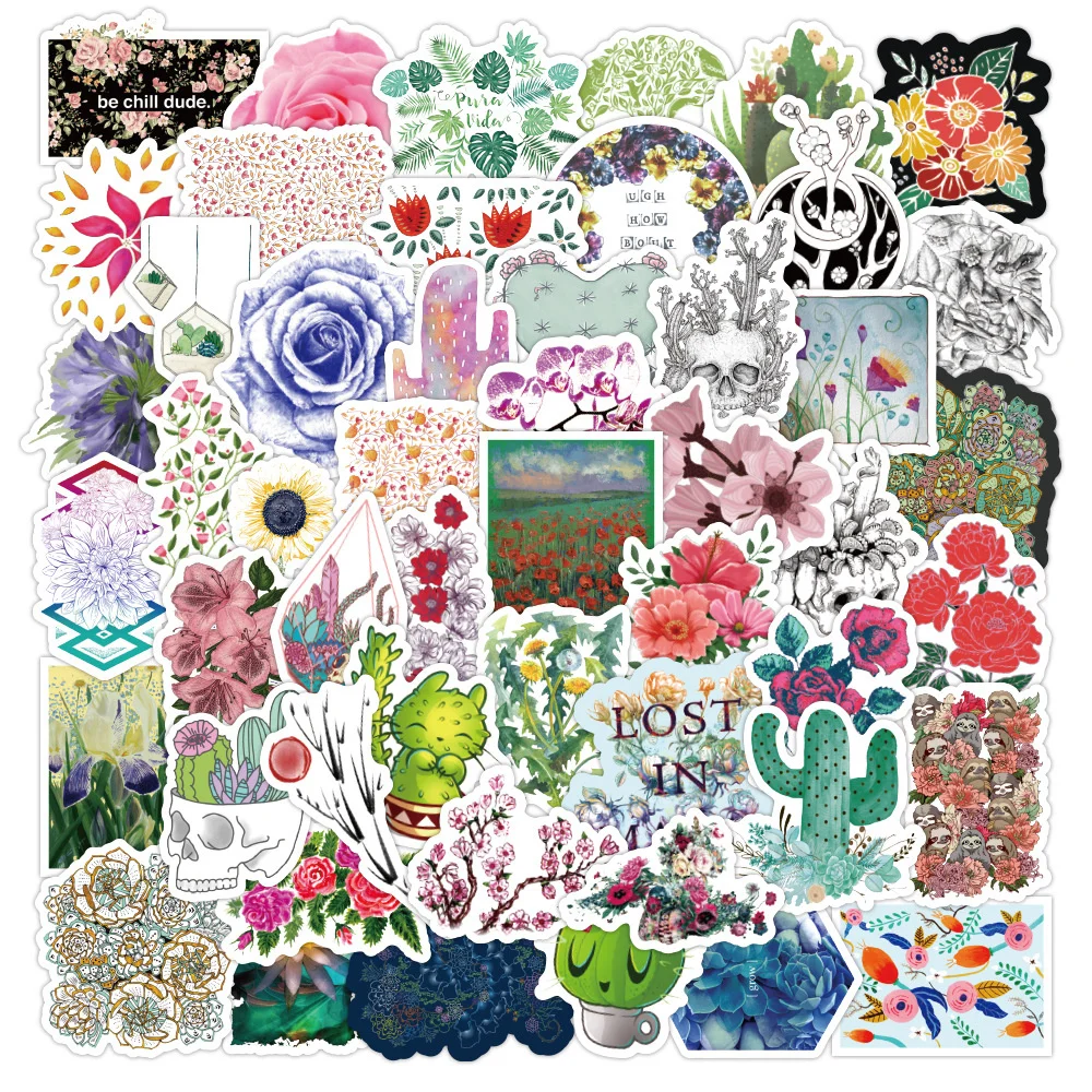 

10/30/50PCS Plants, Flowers, Landscape Stickers, Luggage, Notebook, Scooter, Refrigerator, Water Cup, Graffiti Sticker Wholesale