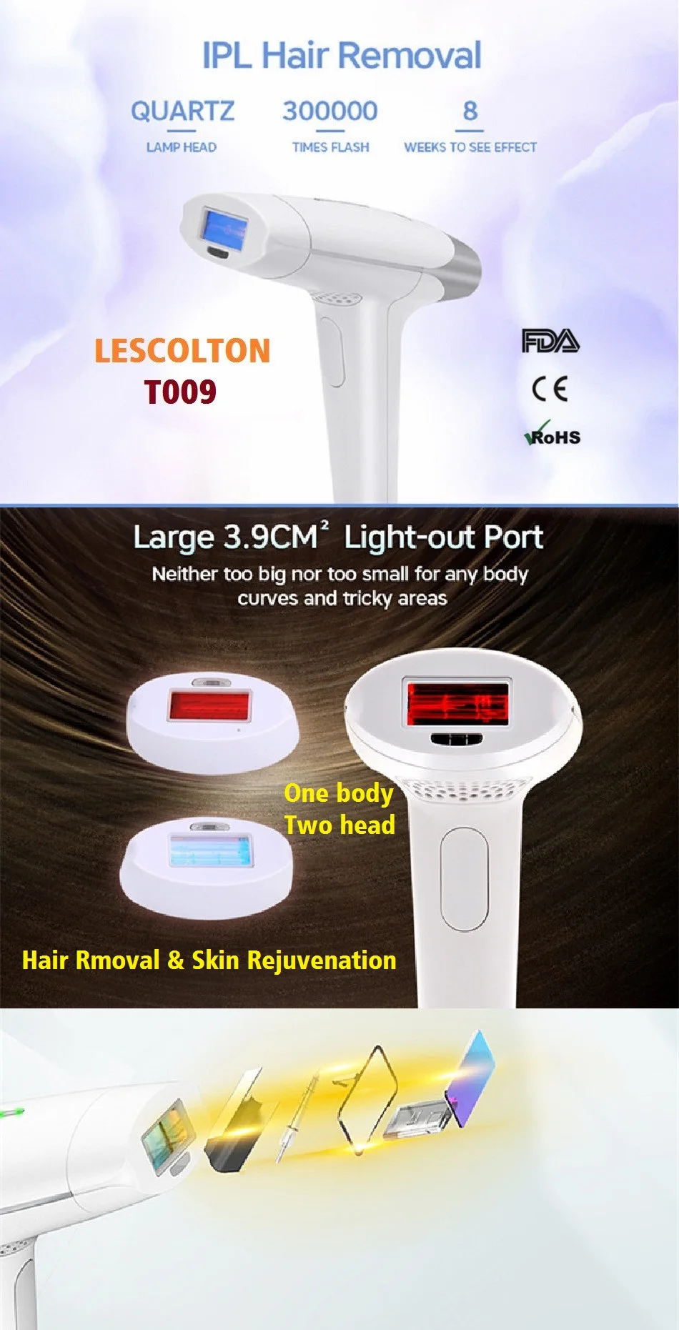 LESCOLTON T009 IPL машина для удаления волос домашнего использования портативный лазерный эпилятор для женщин и мужчин