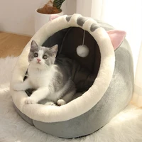 cute cat bed warm pet basket cozy kitten lounger cushion cat house tent very soft small dog mat bag for washable cave cats beds