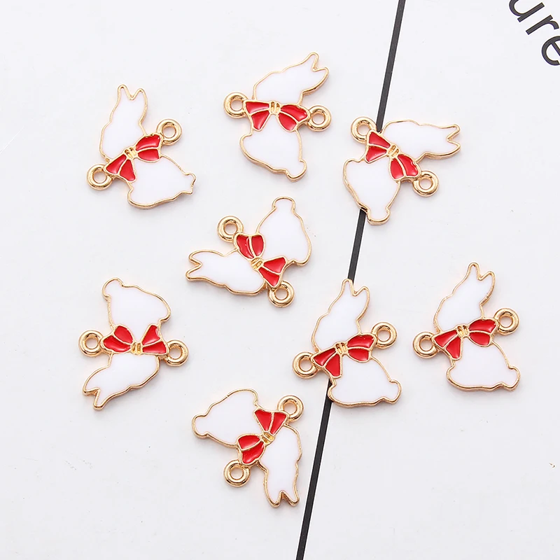 10 шт. бантик на кроличьем меху Разъемы сплав эмаль браслет для изготовления