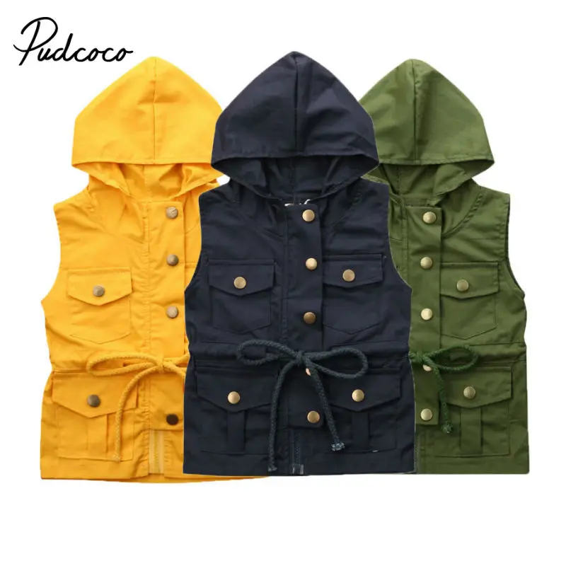Pudcoco/зимний модный жилет для маленьких девочек и мальчиков куртка с капюшоном