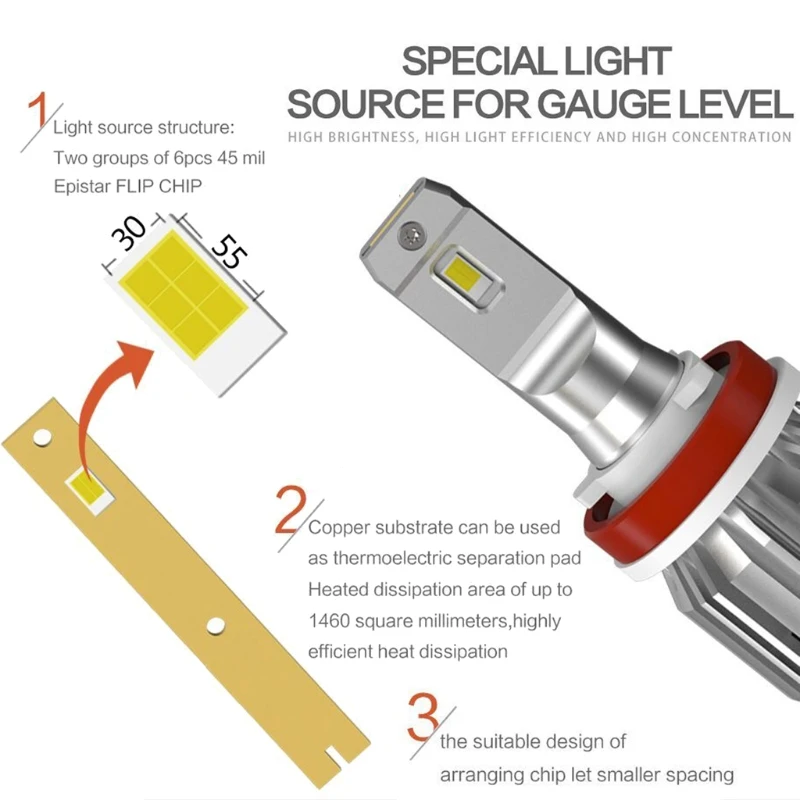 

U6 Car Lights LED H1 H4 H7 H8 H9 H11 9005 9006 9012 Lamp for Car Headlight Bulbs W91F